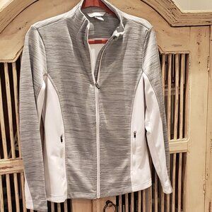 North End Ladies Zippered Athletic Running Jacket Size small Gray and White